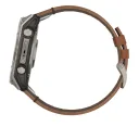 Умные часы премиум класса Garmin Fenix 8 51 MM, AMOLED Sapphire bare titanium, black with a chestnut leather band 010-02905-40 Кожаный ремешок
