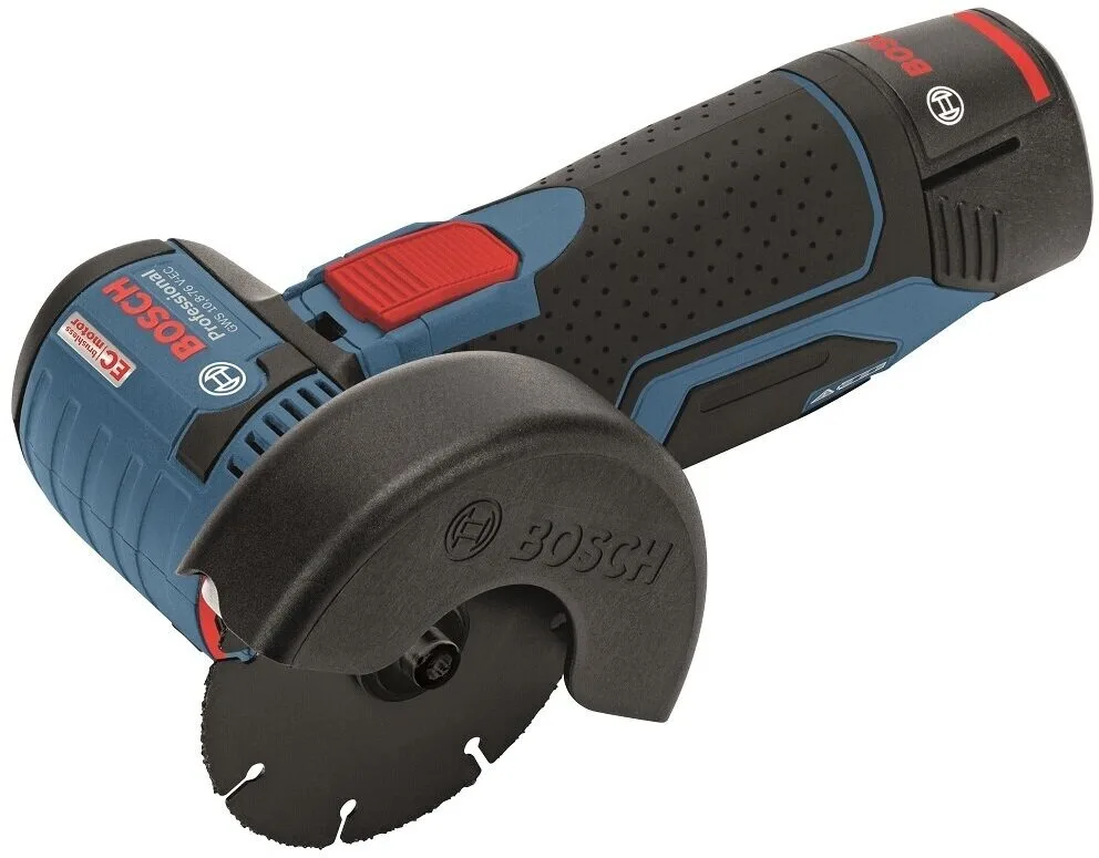 Угловая шлифмашина Bosch GWS 12V-76 Professional с 2-мя АКБ, 3.0 Ah, кейс (06019F200B), синий/черный — фото 2 из 12