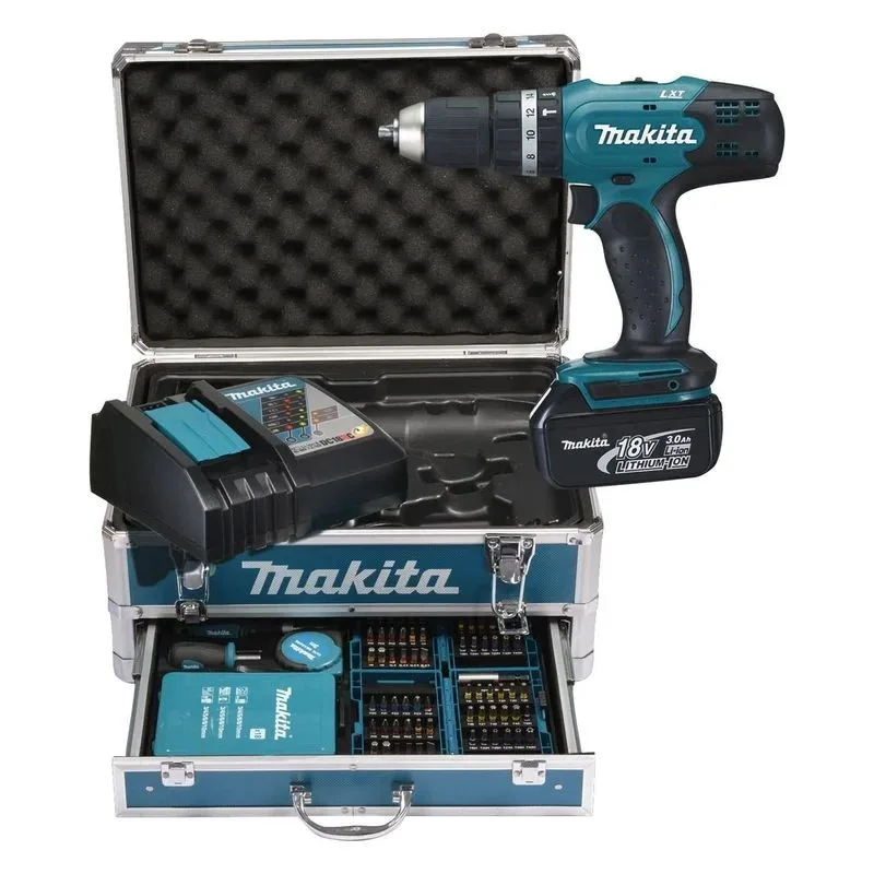 Аккумуляторный шуруповерт Makita DHP453RFX2, 18В, 2 аккумулятора, быстрозажимной патрон