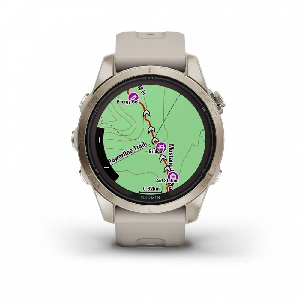 Смарт-часы Garmin Fenix 7s Pro Sapphire Solar золотистый корпус со светло-песочным ремешком, 010-02776-15 — фото 8 из 8