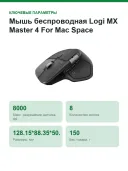 Мышь беспроводная Logi MX Master 4 For Mac Space Black(910-007577), черно-серый