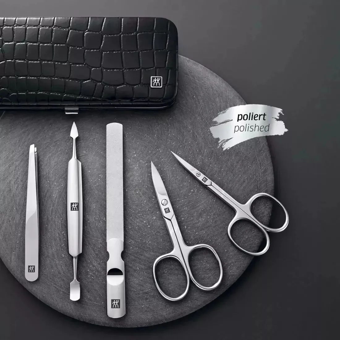 Маникюрный набор Zwilling Classic Inox 5 предметов (97507-004), черный, отделка "крокодил" — фото 8 из 8