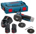 Угловая шлифмашина Bosch GWS 12V-76 Professional с 2-мя АКБ, 3.0 Ah, кейс (06019F200B), синий/черный