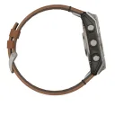 Умные часы премиум класса Garmin Fenix 8 51 MM, AMOLED Sapphire bare titanium, black with a chestnut leather band 010-02905-40 Кожаный ремешок