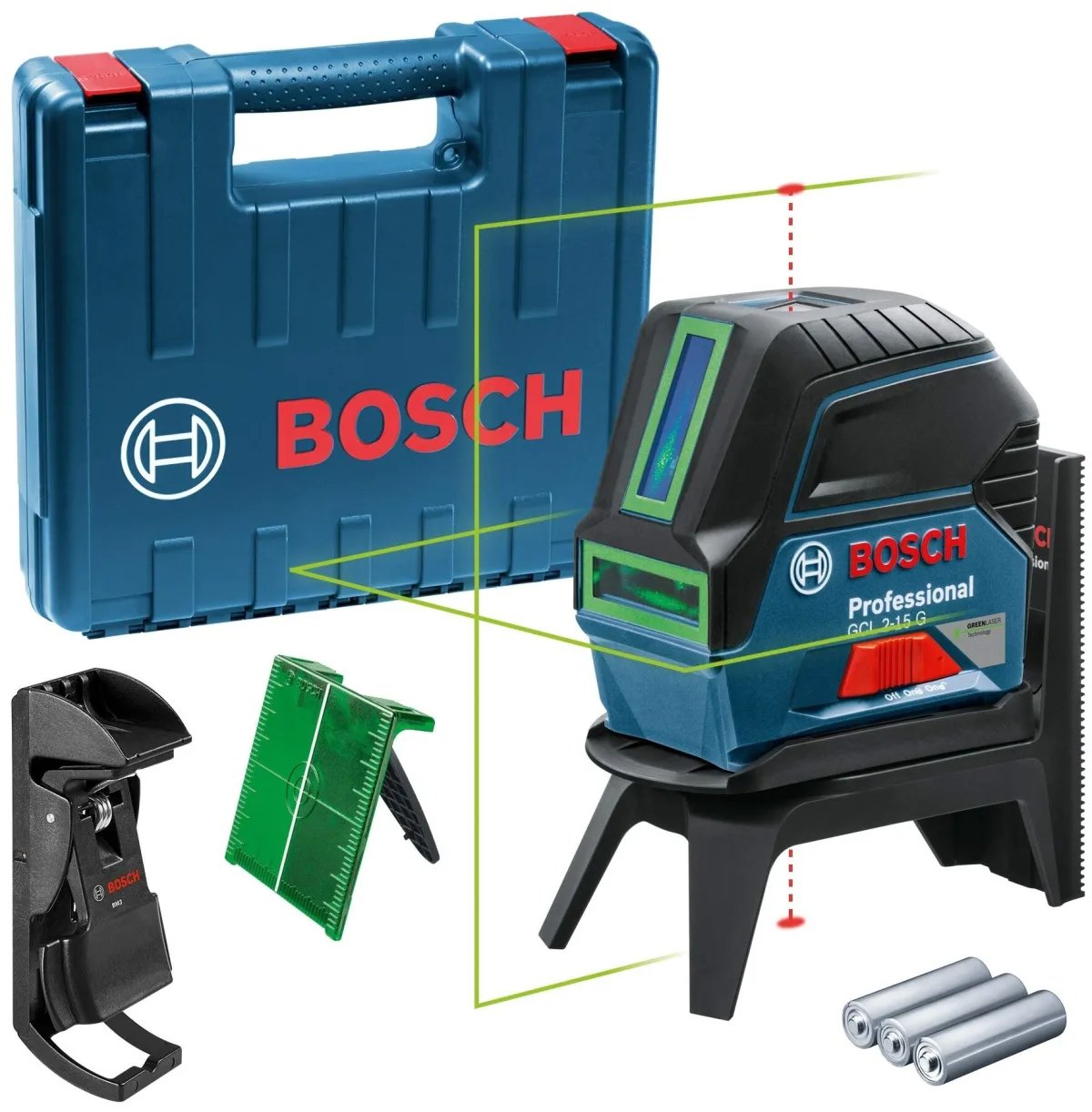 Лазерный нивелир BOSCH GCL 2-15 G Professional + RM 1, 0601066J00 — фото 3 из 12