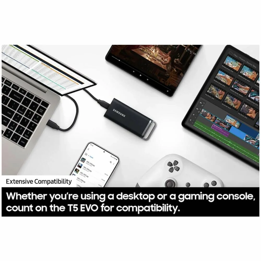 Портативный внешний SSD накопитель Samsung Portable SSD T5 EVO USB 3.2 Gen 1 4TB (MU-PH4T0S/WW) — фото 3 из 12