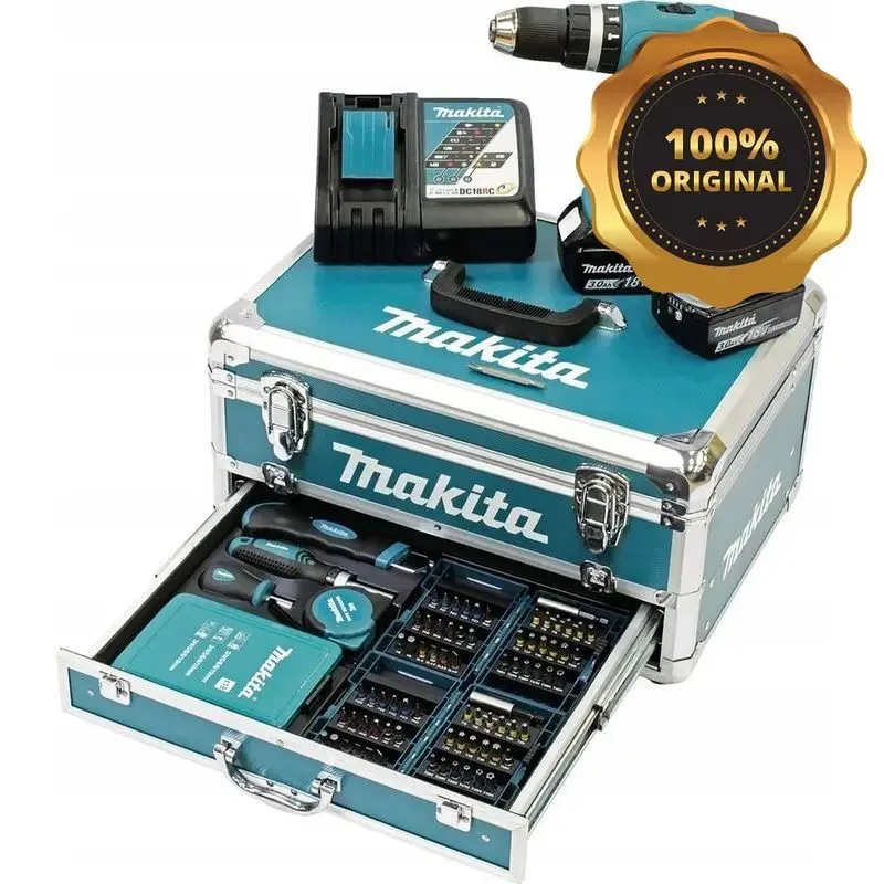 Аккумуляторный шуруповерт Makita DHP453RFX2, 18В, 2 аккумулятора, быстрозажимной патрон — фото 2 из 3