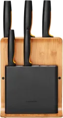 Набор ножей Fiskars Functional Form с бамбуковым блоком, 6 предметов