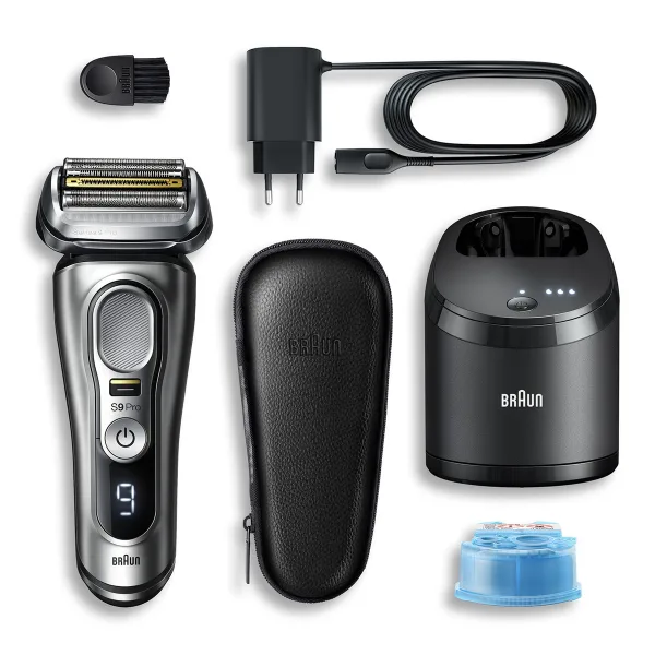 Мужская электробритва Braun Series 9 Pro 9467cc со станцией очистки и подзарядки SmartCare / сухое и влажное бритьё / дорожный футляр