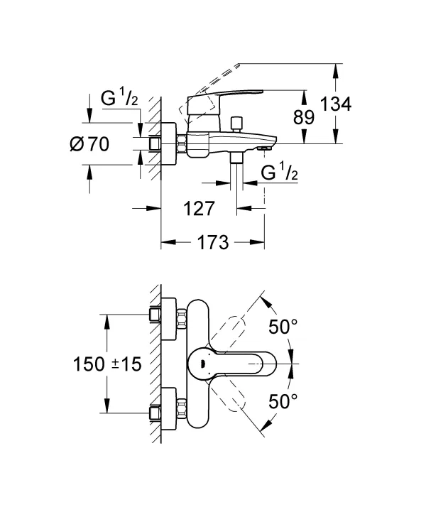 Смеситель для ванны GROHE Eurostyle Cosmopolitan 33591002, хром