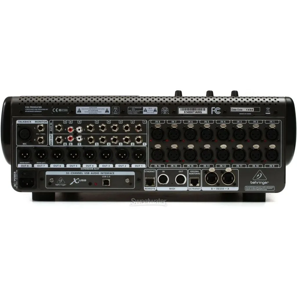 Цифровой микшер Behringer X32 PRODUCER, 32 вх+8 возвратов, 17 фейдеров, 22 аналоговых вх/14 вых — фото 5 из 11