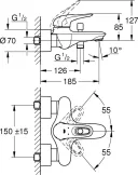 Смеситель для ванны с душем Grohe Eurostyle New 33591003