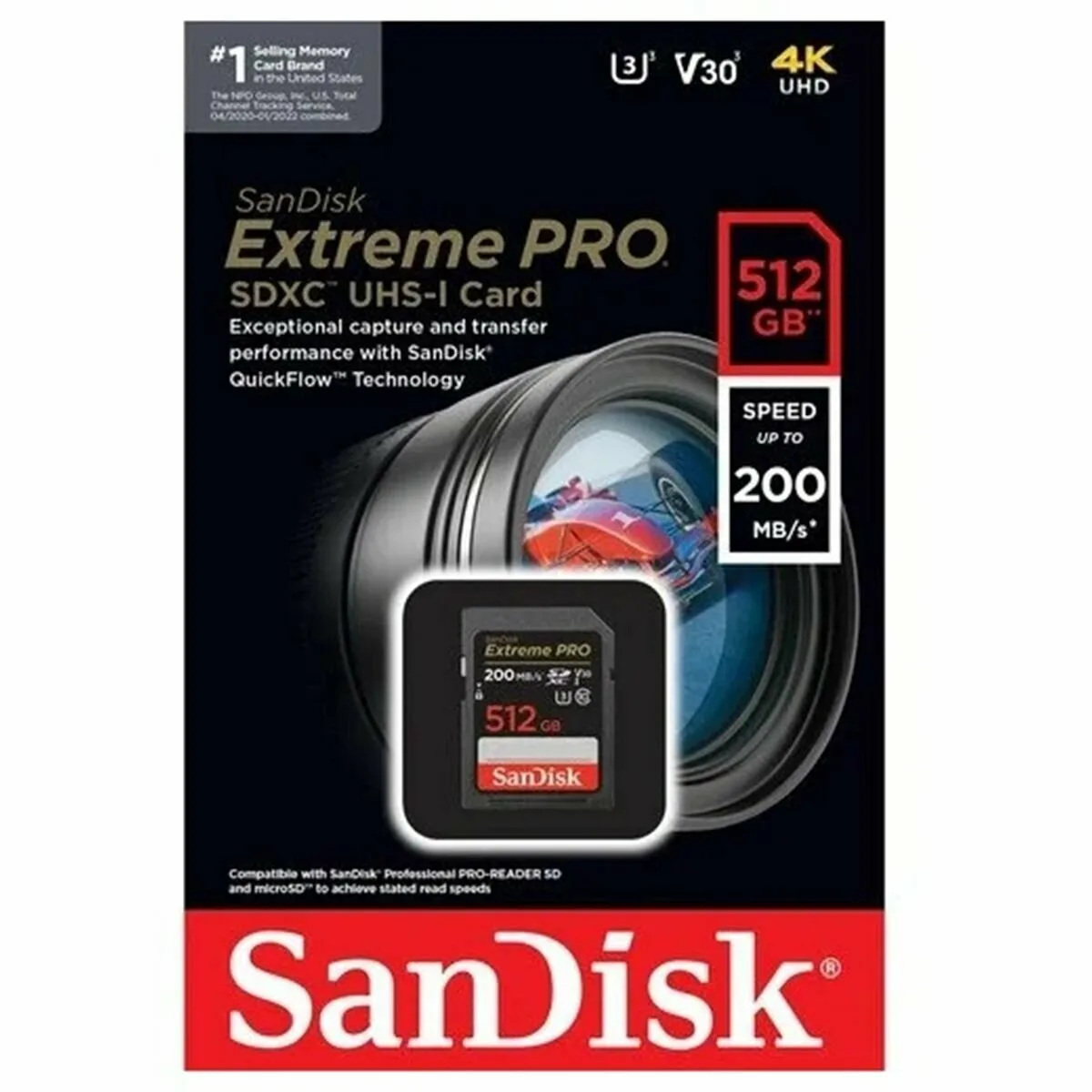 Карта памяти для фотоаппарата SanDisk Extreme PRO V30 SDXC UHS-I 512 GB (SDSDXXD-512G-GN4IN) - флешка 512 Гб — фото 3 из 6