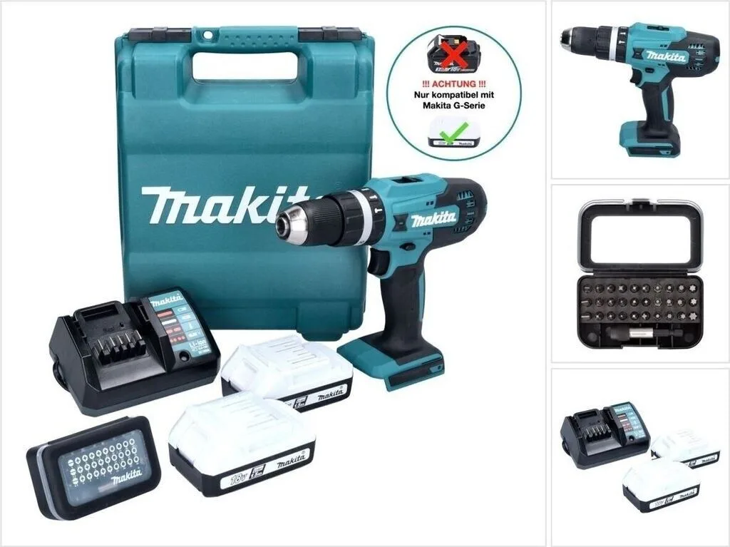 Ударная дрель-шуруповёрт Makita HP488D011, зеленый/черный, в кейсе — фото 6 из 9