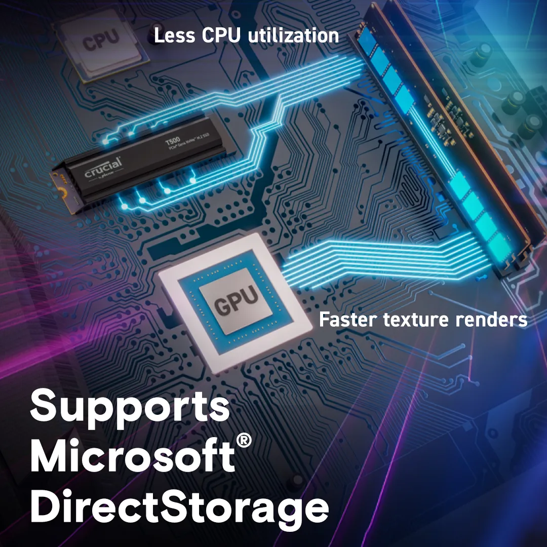M.2 NVMe SSD накопитель Crucial T500 1TB PCIe Gen4 с радиатором (Ct1000t500ssd5) — фото 5 из 5