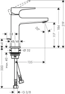 Смеситель для раковины (д.к) Hansgrohe Metropol 32506000