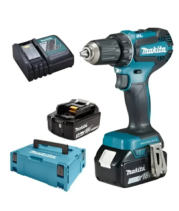 Дрель-шуруповерт аккумуляторная Makita DDF485RTJ, синий/черный