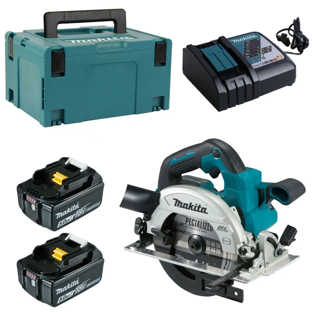 Дисковая (циркулярная) пила Makita DHS660RTJ (с 2-мя АКБ), зеленый/черный