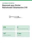 Верхний душ Grohe Rainshower Smartactive 310 Cube без встраиваемой части (26479000)
