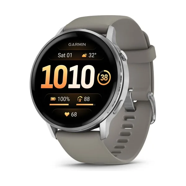 Смарт-часы Garmin Venu 4, 45 мм, AMOLED, серебристые, до 12 дней