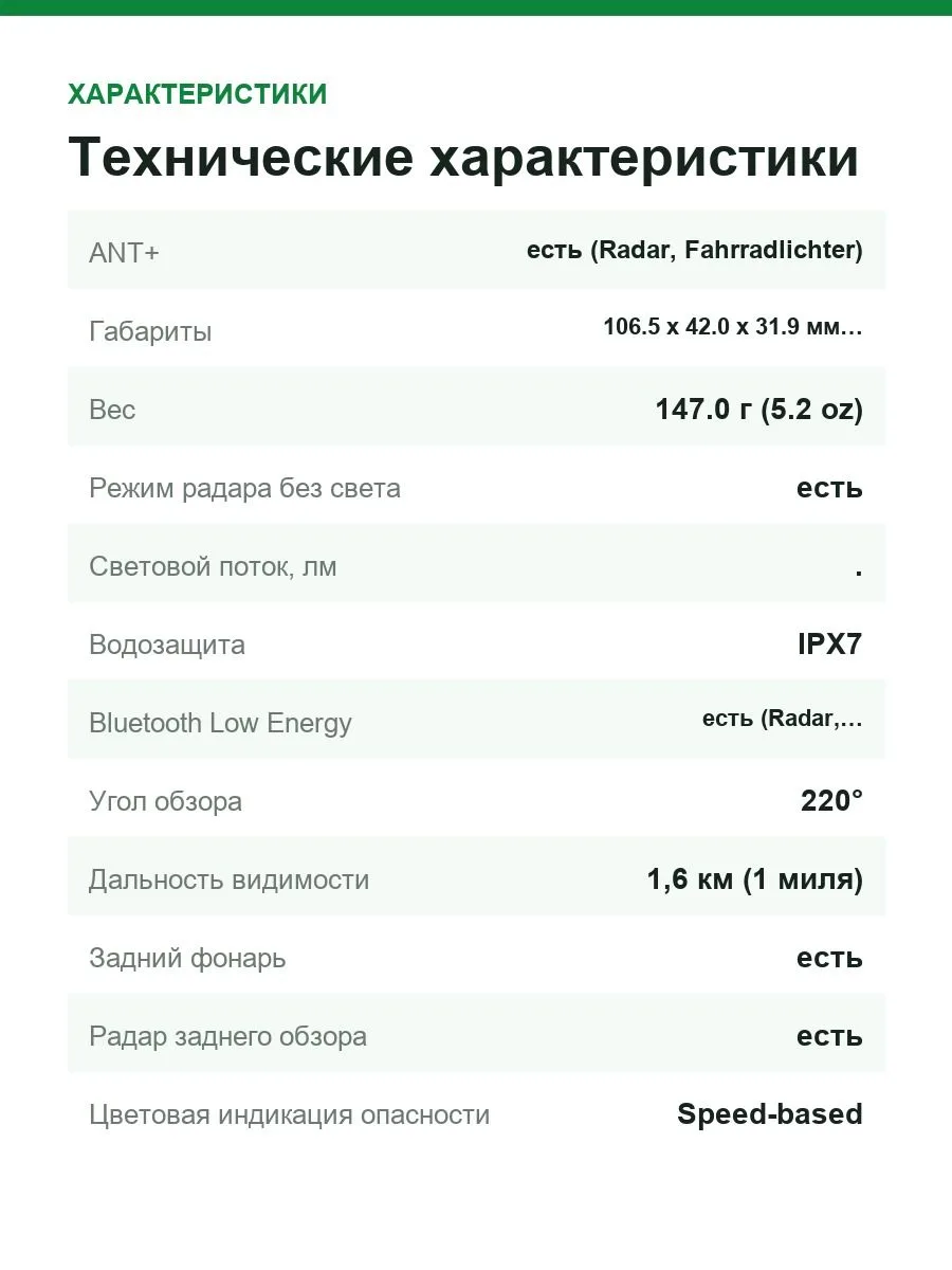 Велорадар с задним фонарём Garmin Varia RTL515, 1,6 км (1 миля) — фото 4 из 12