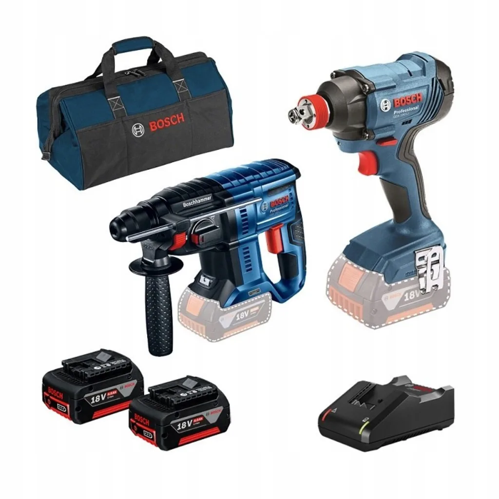Набор аккумуляторных инструментов BOSCH GSR 18V-55+GBH 18V-22+GWS 18V-7 (0615990N22), синий/черный