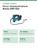 Насос аккумуляторный Makita DMP180Z, 18 В, 8,3 бар