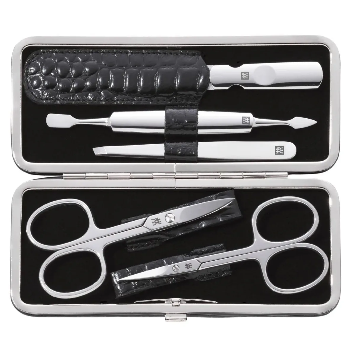 Маникюрный набор Zwilling Classic Inox 5 предметов (97507-004), черный, отделка "крокодил"