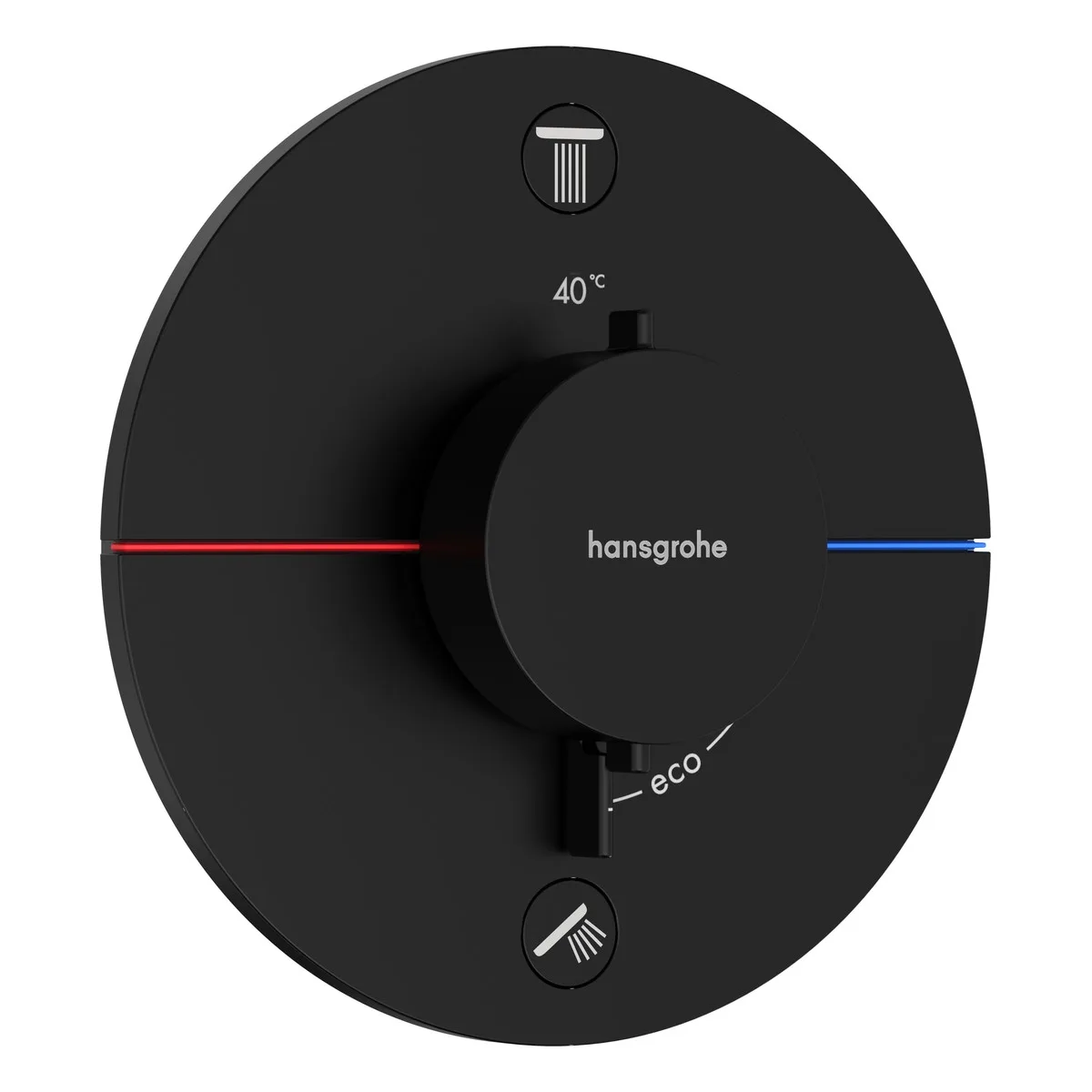 Термостат для душа Hansgrohe ShowerSelect S 15556670, встраиваемый на 2 потребителя, матовый черный