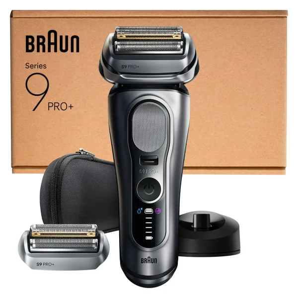 Электробритва Braun Series 9 Pro+ 9617si, сеточная, 60 мин, Pro-SensoAdapt, зарядная станция, серая