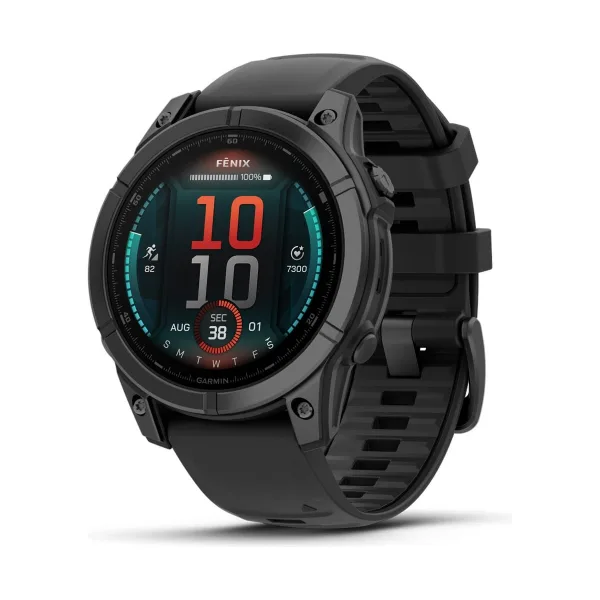 Смарт-часы Garmin Fenix E (010-03025-01), AMOLED серый безель, 47 мм, черный силиконовый ремешок