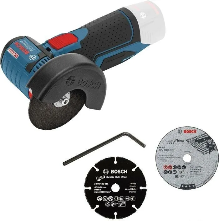 Угловая шлифмашина Bosch GWS 12V-76 Professional с 2-мя АКБ, 3.0 Ah, кейс (06019F200B), синий/черный — фото 10 из 12