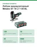 Лобзик аккумуляторный Metabo ST 18 LT 130 BL 601054840 В кейсе metaBOX без акб и зу