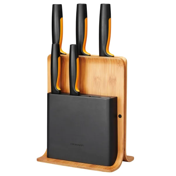 Набор ножей Fiskars Functional Form с бамбуковым блоком, 6 предметов
