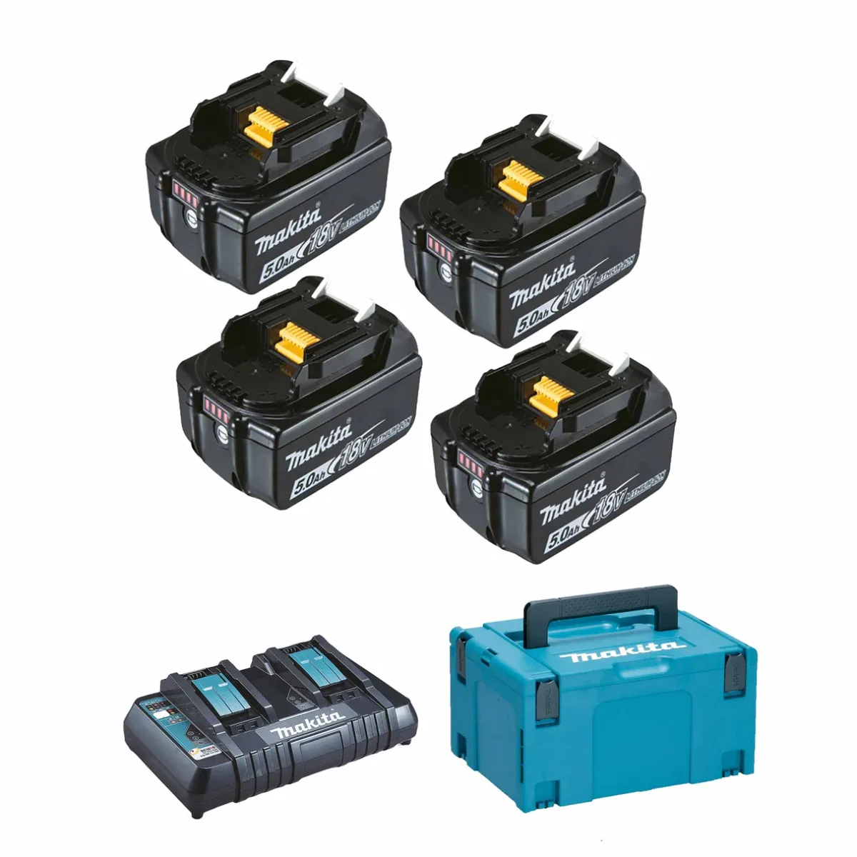 Аккумуляторы Makita 4 x BL1850B и зарядное устройство DC18RD в комплекте + кейс для переноски (197626-8) — фото 5 из 5