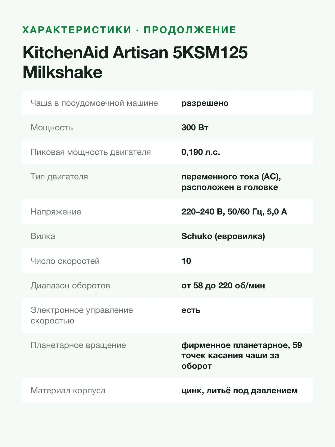 Миксер планетарный KitchenAid Artisan 5KSM125EMH, чаша 4,7 л, 300 Вт, молочный — фото 8 из 8