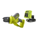 Пила аккумуляторная для обрезки веток Ryobi RY18PSX10A-120, 18 В ONE+, шина 10 см, АКБ 2,0 А·ч и ЗУ