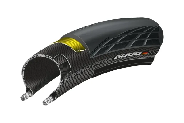 Велопокрышка 28' Continental Grand Prix 5000 Folding 25-622 (700 x 25C) Black (01016240000)