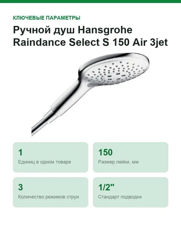 Ручной душ Hansgrohe Raindance Select S 150 Air 3jet 28588000