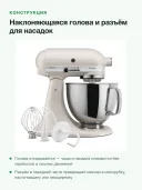Миксер планетарный KitchenAid Artisan 5KSM125EMH, чаша 4,7 л, 300 Вт, молочный