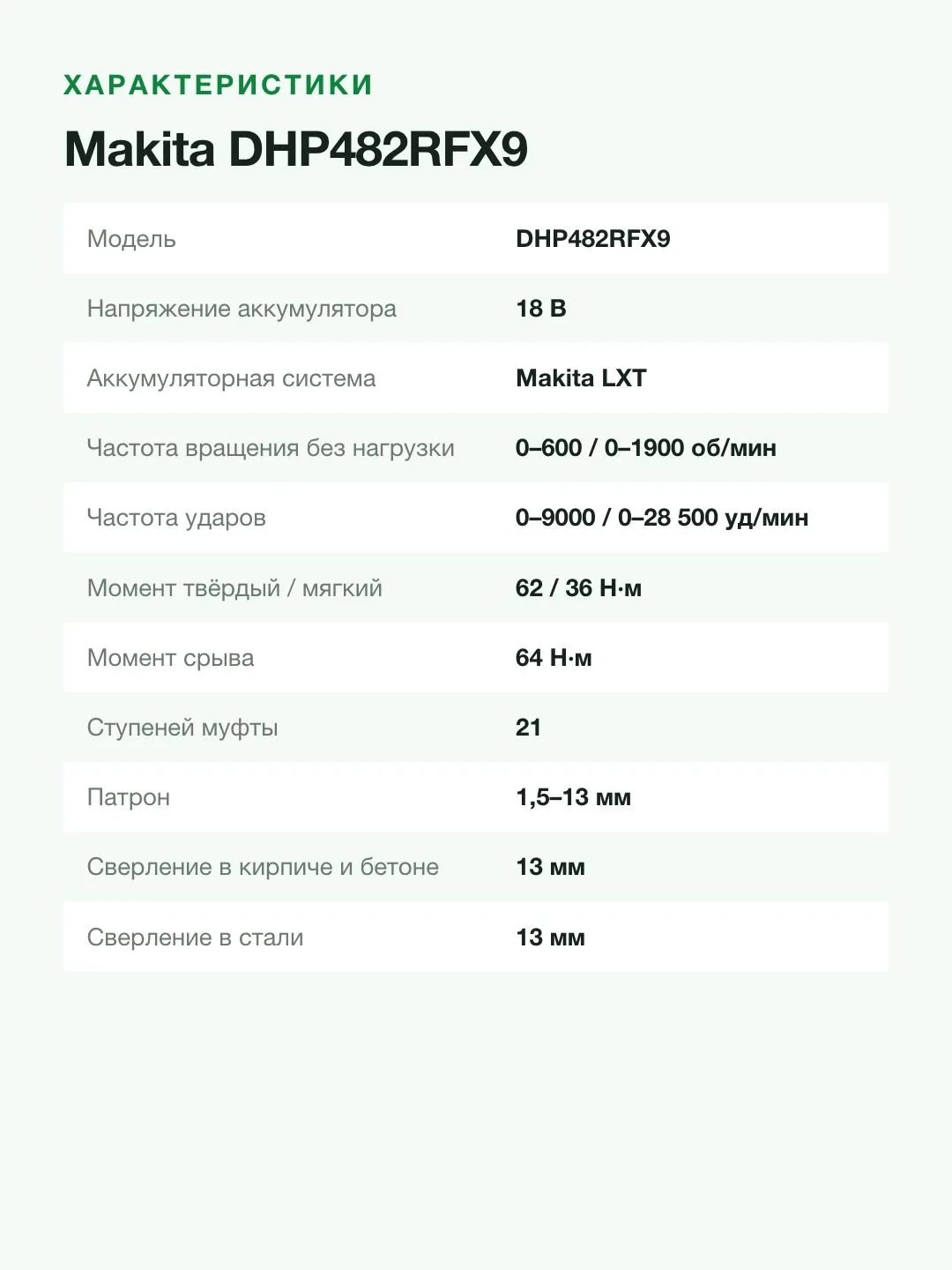 Аккумуляторная ударная дрель Makita DHP482RFX9 + 2 аккум. + оснастка — фото 5 из 8