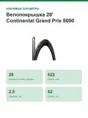 Велопокрышка 28' Continental Grand Prix 5000 Folding 25-622 (700 x 25C) Transparent