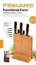 Набор ножей Fiskars Functional Form с бамбуковым блоком, 6 предметов