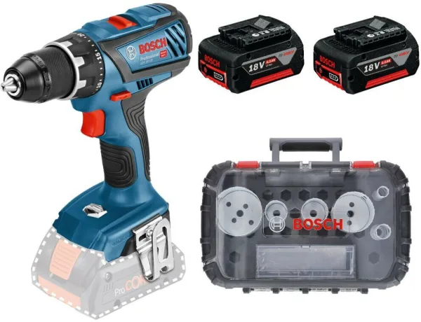 Дрель-шуруповерт Bosch GSR 18V-28, 2 x 4,0 Ah + L-Boxx (06159975ZR), синий/черный