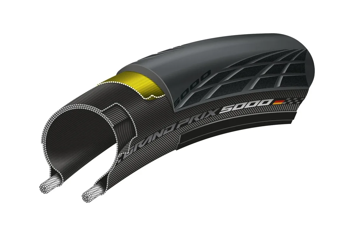 Велопокрышка 28' Continental Grand Prix 5000 Folding 25-622 (700 x 25C) Black (01016240000)