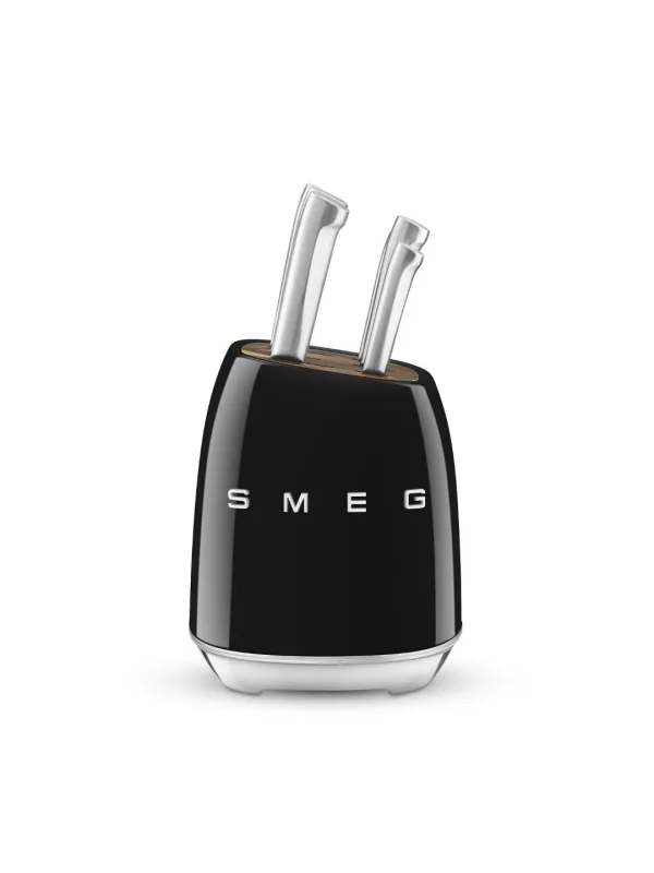 Набор ножей SMEG 50's Style KBSF02BL 6 предметов с подставкой, немецкая сталь, чёрный