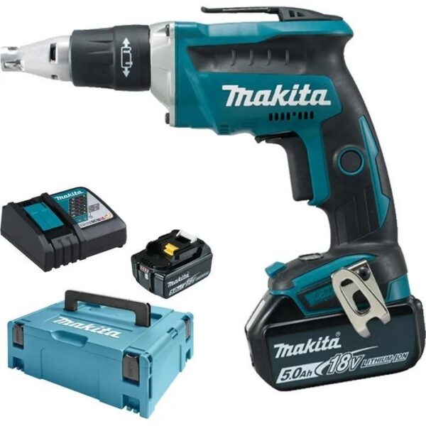 Аккумуляторный шуруповерт Makita DFS452RTJ, 18 В / 5,0 Ач, с 2 батареями и чехлом