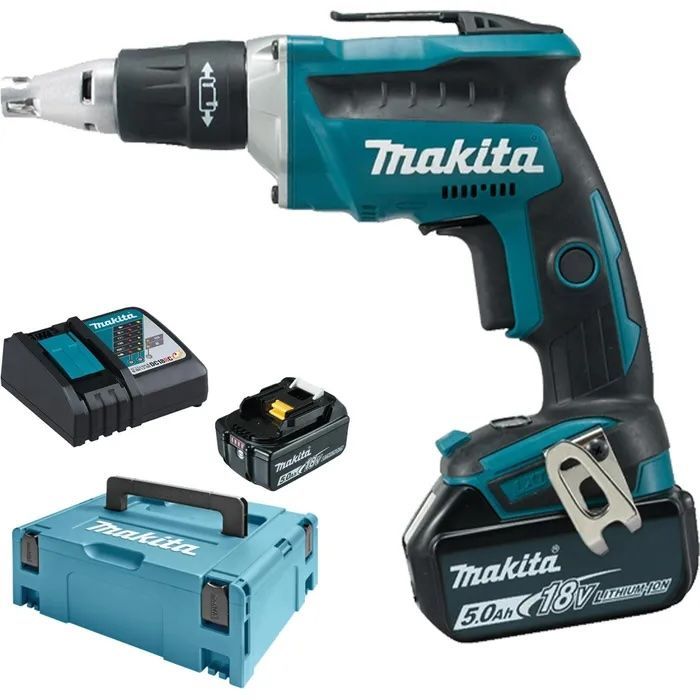 Аккумуляторный шуруповерт Makita DFS452RTJ, 18 В / 5,0 Ач, с 2 батареями и чехлом