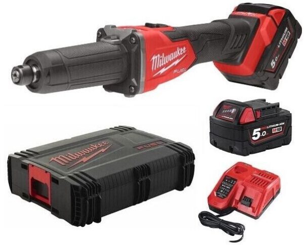 Аккумуляторная прямошлифмашина Milwaukee M18 FDGRB-502X, 18 В, 27000 об/мин, с 2 АКБ 5 Ач и ЗУ, в кейсе, 4933480954