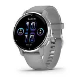 Часы Garmin VENU 2 Plus серые с серебристым безелем и силиконовым ремешком 010-02496-10